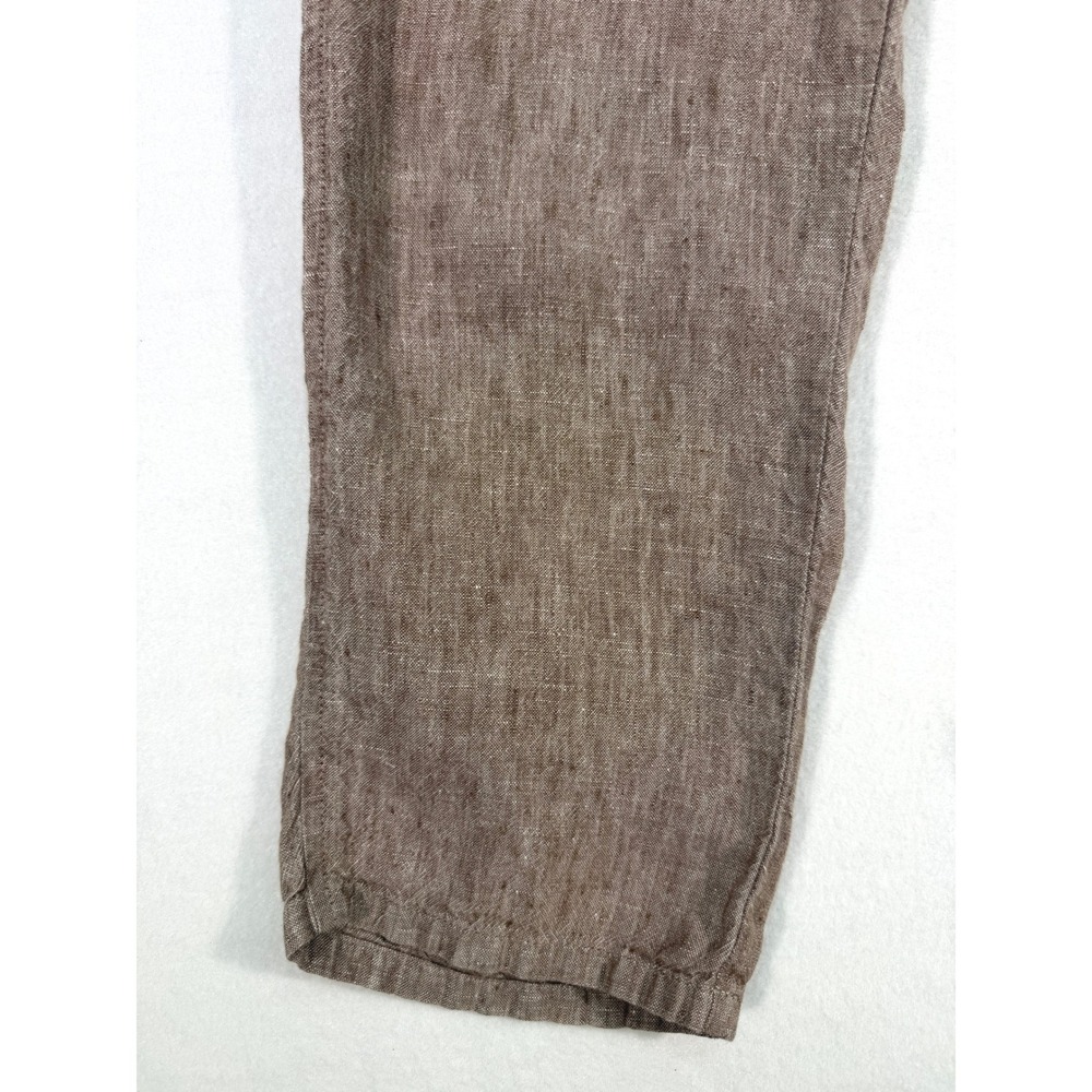 J.Jill Love Linen 100% Linen Crop Pants Womens Medium Brown Pockets Beach Travel - Picture 10 of 10
